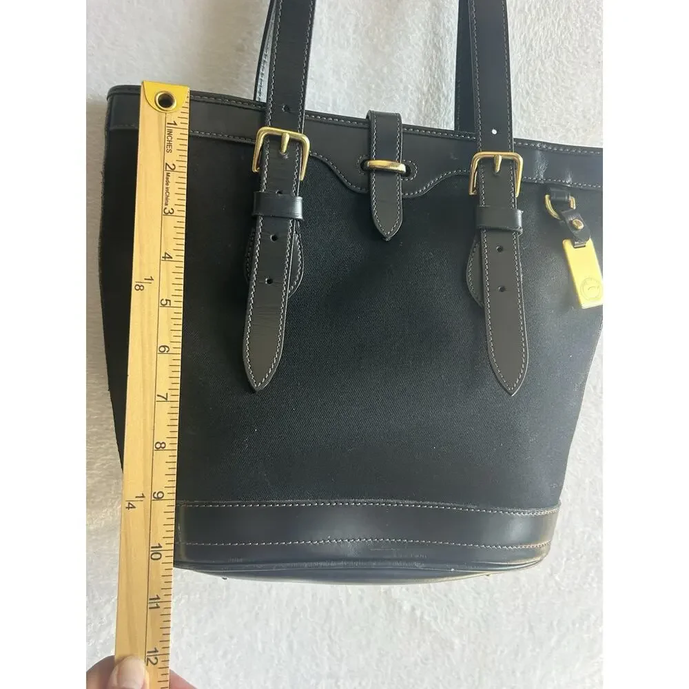 Vintage Dooney & Bourke Woven Canvas and Leather Trim Medium Shopper/Tote Bag,